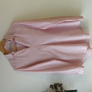 Vincente Milan New York Paris Textured Pullover Collared Cotton Pastel Shirt L